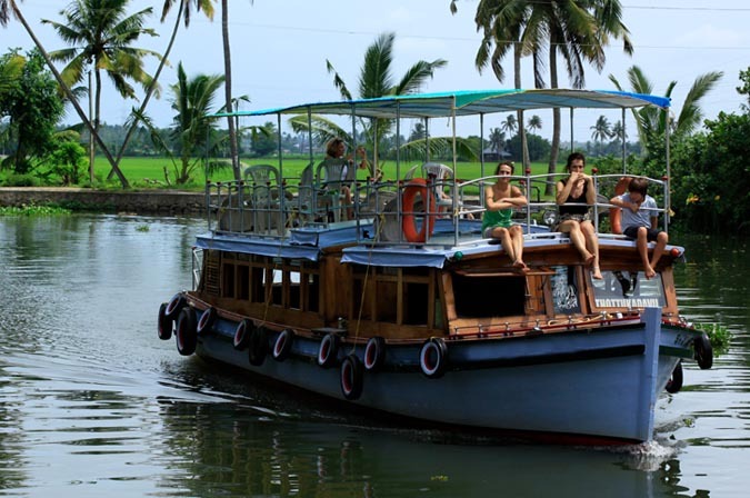 Motorboat on Vembanad Lake